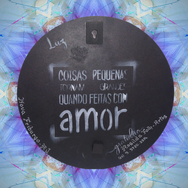 Mandala Decorativa de 30 cm - Rosa em fundo Preto, Peça Única! - Image 2