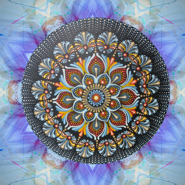 Mandala Decorativa de 20 cm - Azul e Dourado, Peça Única!